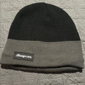 Snap-on Black and Gray Beanie
